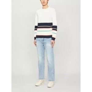 Reiss Springer Striped Textured Knit Crewneck Colorblock Pullover Sweater Mens M